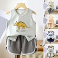thumbnail image 3 of Gerichy Baby Boy Outfits Summer Outfits Set For Kids Boys Baby Toddler Cartoon Car Outfits Vest Sleeveless Printed Boys Tops+Shorts Suit Boys Bodysuits Vest+Shorts Kids Boys Girls Dinosaur Set, 3 of 4