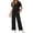Black, variant on Two Piece Lounge Sets for Women Vacation Travel Outfits Dressy Casual V Neck Short Sleeve Tops Wide Leg Pants Fashion Outfits