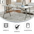 thumbnail image 2 of 5-Foot Height Adjustable Bi-Fold Granite White Plastic Banquet and Event Folding Table with Carrying Handle, 2 of 9