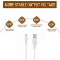 thumbnail image 3 of K-MAINS 5ft White Micro USB PC Charging Cable PC Laptop Charger Power Cord Replacement for Blackweb SoundBlock Brushed Metal Dual Alarm Bluetooth Clock Radio, 3 of 3