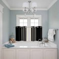 thumbnail image 3 of Black Beige Striped Kitchen Curtains Small Short 39 Inch Length, Modern Farmhouse Retro Lines Grommet Top Bedroom Living Room Curtains, Light Filtering Cafe Curtain Drapes 2 Panels Set 55''x39'', 3 of 9