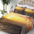 thumbnail image 4 of Ambesonne Beach Fitted & Top Sheet Set with Shams, Palm Tree Island Sunset, Yellow Bluegrey, 4 of 7