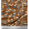 thumbnail image 1 of Soimoi Polyester Crepe Fabric Paper Boat,Fish & Starfish Ocean Printed Craft Fabric by The Yard 42 Inch Wide, 1 of 3