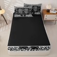 thumbnail image 4 of Homewish Leopard Print Bow Pearl Zipper Full Size Comforter Sets with Fitted Sheet and 2 Pillowcases for Girls, Silver Glitter Print Ribbon Zipper Bedding Set, Black Reversible, 4 Pieces, 4 of 6