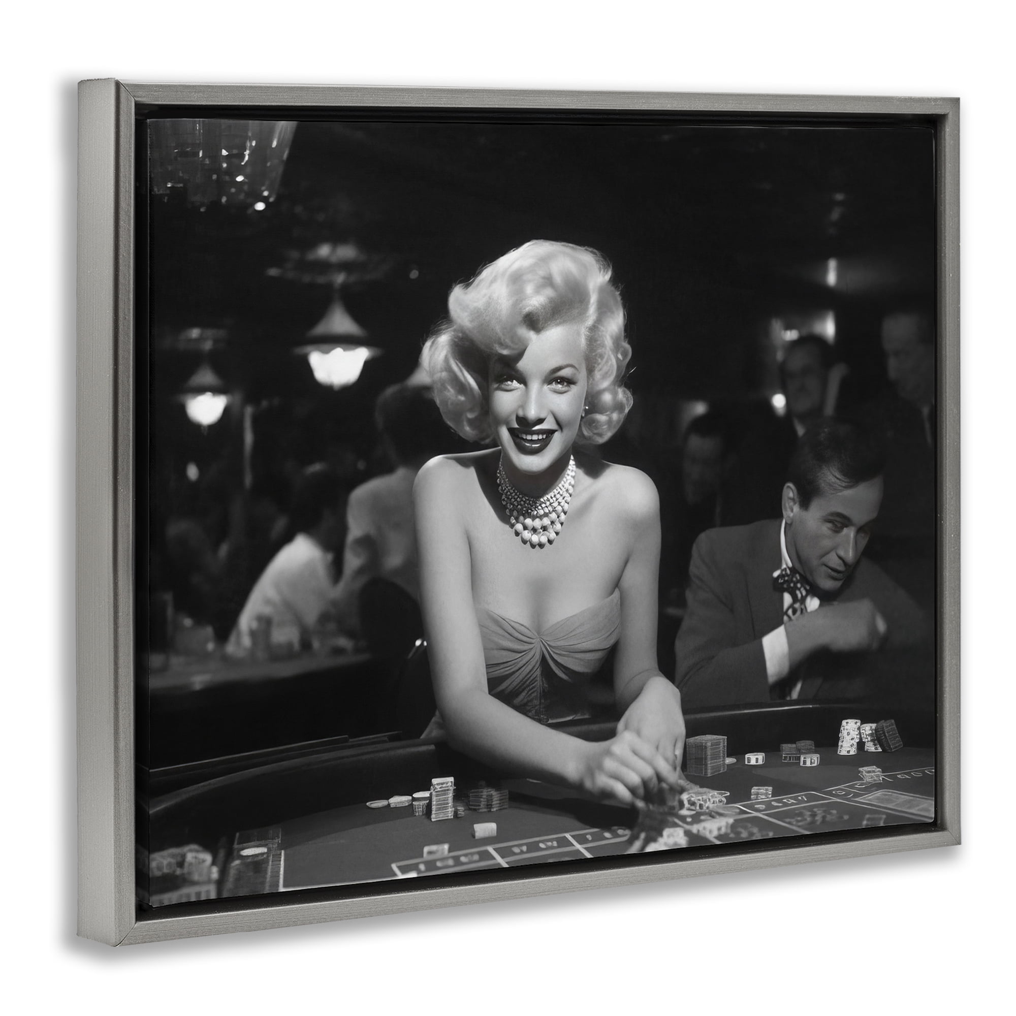 Stupell Industries Iconic Marilyn Portrait Novelty Photography Gray Floater Framed Art Print Wall Art, 31 x 25