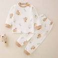 thumbnail image 2 of Odeerbi 6M-8Y Kids Boys Girls Cotton Pajama Sets Cute Print Long Johns Pajamas Children's Homewear Long Sleeve Round Neck Top Shirt Two-piece Set Kids Boys Girls Clothes, 2 of 3