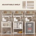 thumbnail image 4 of Distressed White Kitchen Baker's Rack with Power Outlets & Adjustable Shelves - Coffee Bar Station for Living Room, Dining & Entryway Storage, 4 of 7