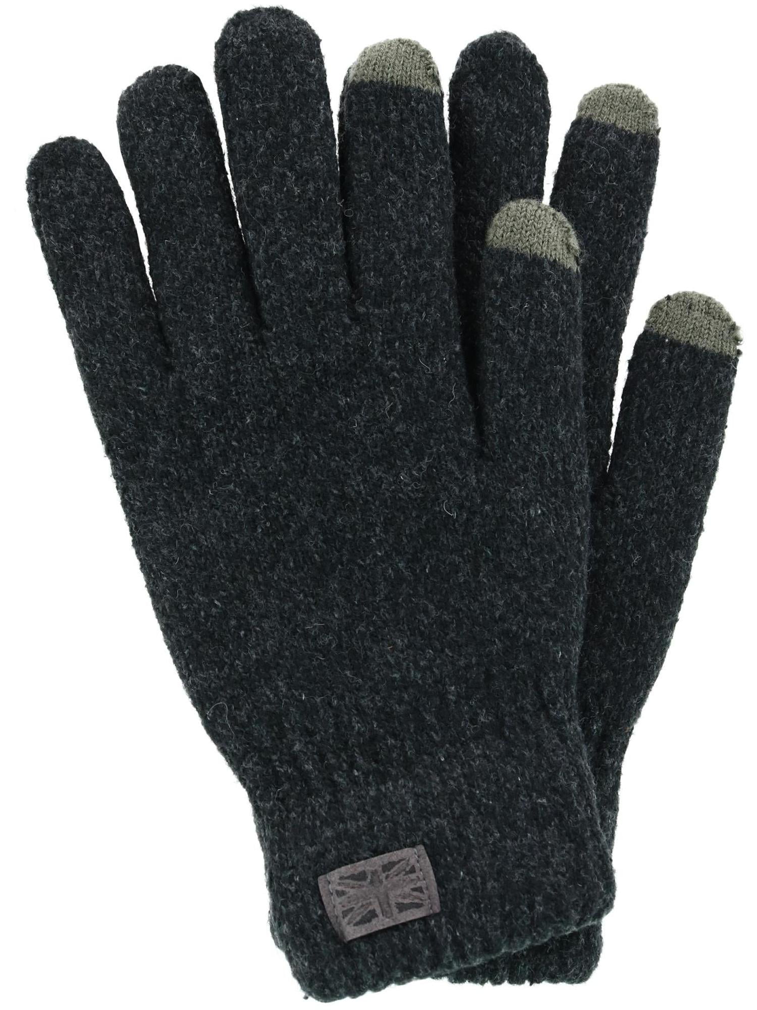 $80 ALFANI Men Knit Gloves Black Gray TOUCH SCREEN ATHLETIC WARM WINTER One Size 