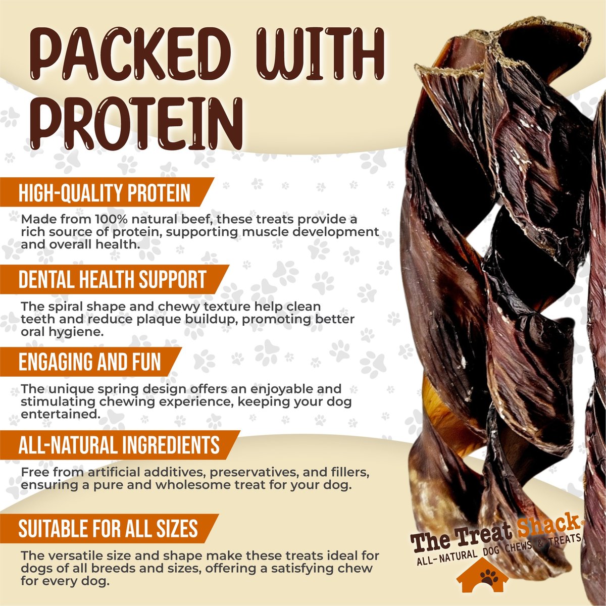The Treat Shack Beef Springs High-Protein Jerky Dog Treats, 6CT