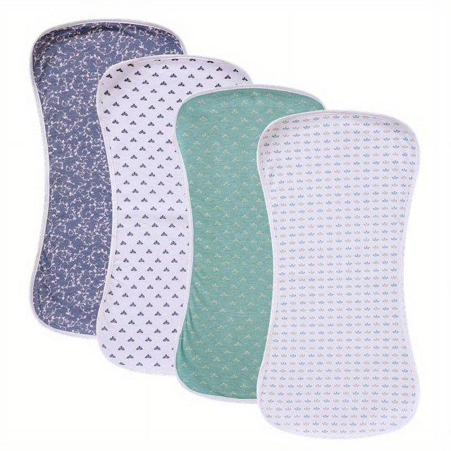 4 Packs Ultra-Soft Cotton Burping Clothes - Large, Absorbent, Waterproof Baby Burp Cloths In Cute Unisex Designs