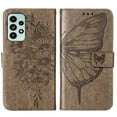 thumbnail image 3 of Dteck for Samsung Galaxy A53 5G 6.5 inch Butterfly & Flower Embossed PU Leather Wallet Phone Case with Hand Strap,Shockproof Slim Fit Magnetic Flip Holder Card Slots Protective Cover,Gray, 3 of 7
