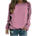 thumbnail image 1 of Sweatshirts Décontractés à Col Rond pour Femmes Manches Longues Coupe Ample Pull Doux Tenues de Mode Automne, 1 of 5