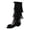 Black, variant on Womens Fringe Knee High Flat Boots Gladiator Open Toe Tassel Backless Sandals Strap Buckle Party Fashion Dress Shoes Yellow Size 9