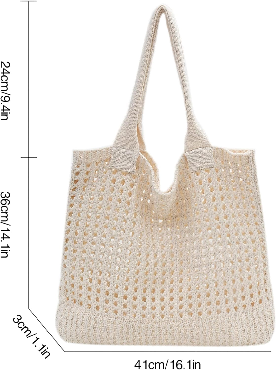 Kukuzhu Crochet Beach Bags for Women, Woven Travel Tote Fishing Net Handbag Shopping Large Hobo Shoulder Bag for for Holiday