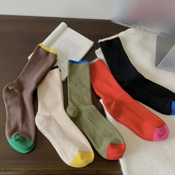 Crew Socks for Women Athletic Cotton Novelty Cute Colorful Teen Girl Socks 5 Pairs