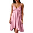 thumbnail image 3 of Women's Sleepwear Zaewscy Women's Casual Summer Short-style Lace Knee-length Nightgown With Bow Decoration Orange Free Size, 3 of 9