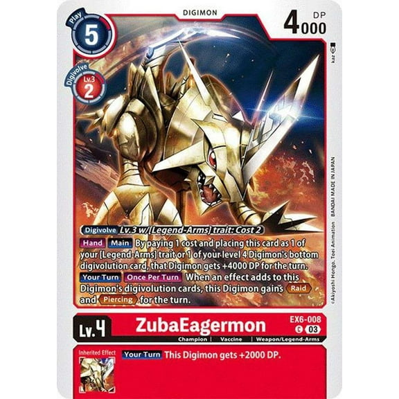 Digimon Infernal Ascension Common ZubaEagermon EX6-008