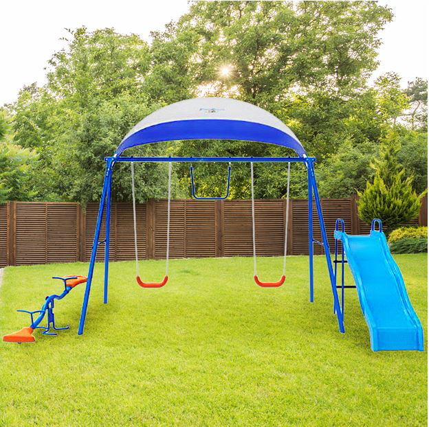 2 Unit Swing And Seesaw Set Children Playground Garden Fun Summer Toy 