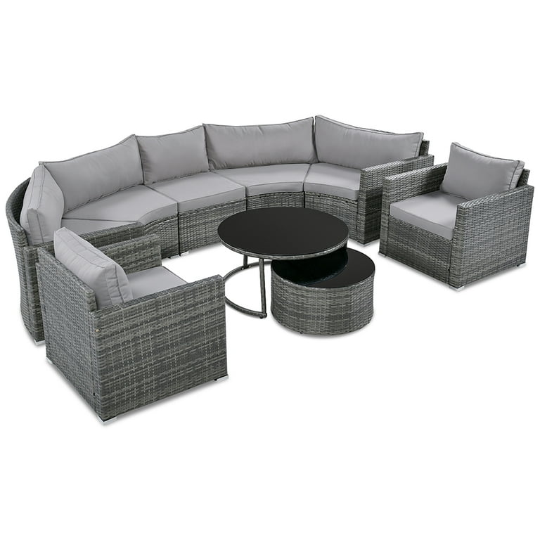 Half moon best sale rattan garden furniture