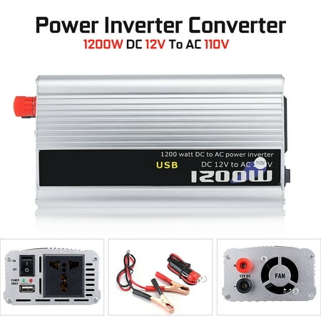 Grtsunsea DC 12v To AC 110v 1200W Car Auto Truck Power Inverter Converter Sine