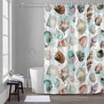 thumbnail image 5 of Summer Watercolor Bathroom Shower Curtain, Blue Ocean Seashell Waterproof Washable Soft Bath Curtain for Bathtub Decor with 12 Hooks&Grommet, 60x72 Inch, 5 of 9