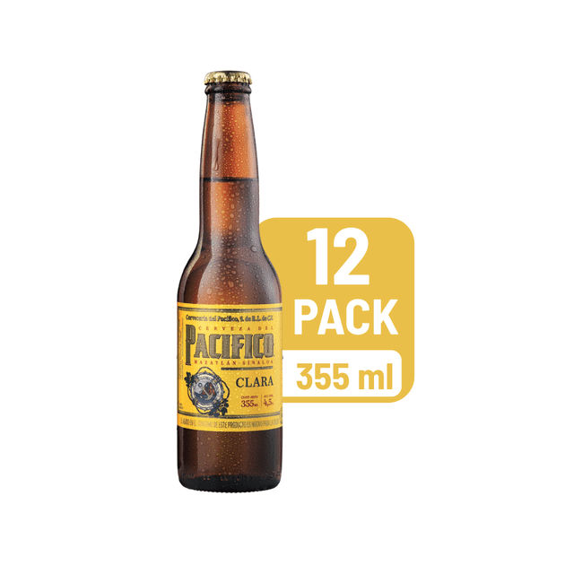 Pack De 12 Cerveza Pacifico Clara Botella 355Ml R