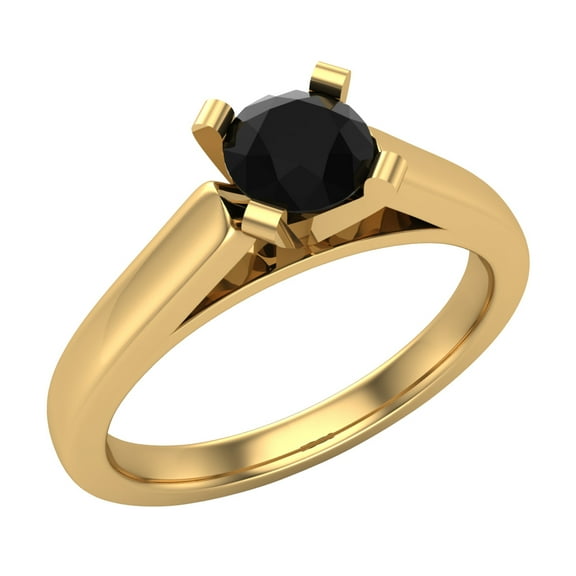 Solitaire Diamond Engagement Ring Round Brilliant Cut 14K Gold 3/8 CTW