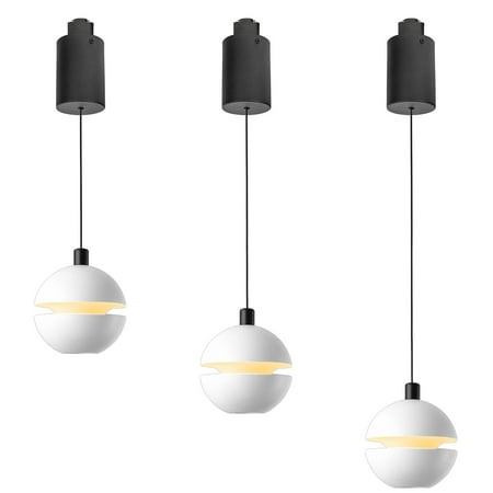 

FSLiving 7W Adjustable Levitate Track Pendnat Light J-Type Retractable Lift Track Pendnat Light with Minimalist Modern Aluminum Globe Shade Indoor Island Light Adjustable Wire Lamp White - 3 Pack