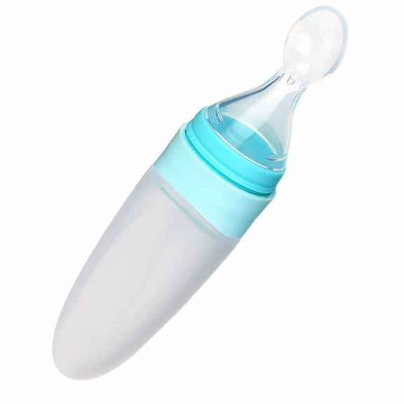 PENIKOKO Baby Squeeze Spoon Feeder Silicone Spoon Blue 1Set