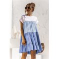 thumbnail image 1 of Nouveau Femmes Décontracté en Vrac Surdimensionné Robe Patchwork Manches Courtes Grands Volants Robe de Plage Robe, 1 of 2