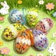 thumbnail image 4 of Adornos colgantes de huevos de Pascua multicolores • Pack de 6 | Huevos decorativos de espuma de primavera para árboles, guirnaldas, coronas • Estampado de doble cara • 2,4 pulgadas de decoración, 4 of 6