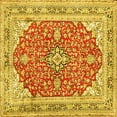 thumbnail image 1 of Ahgly Company Machine Washable Indoor Square Medallion Yellow Traditional Area Rugs, 3' Square, 1 of 4
