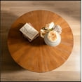 thumbnail image 2 of 31.50"Vintage Style Bucket Shaped Coffee Table with storage function, for Office, Dining Room and Living Room, Brown, 2 of 12
