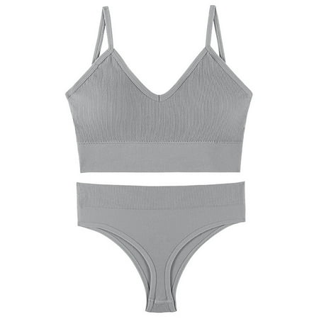 

Gathered Thin Large Size Sports French Triangle Cup Bra Set Underwear