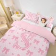 thumbnail image 3 of Manfei Bowknot Queen Duvet Cover Set For Girls,Pink Letter S Initial Themed Kids Bedding,Pink Reversible,3pcs(No Comforter), 3 of 6