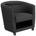 thumbnail image 1 of Charcoal Gray Fabric Guest Chair with Tablet Arm, Front Wheel Casters and Under Seat Storage, 1 of 5