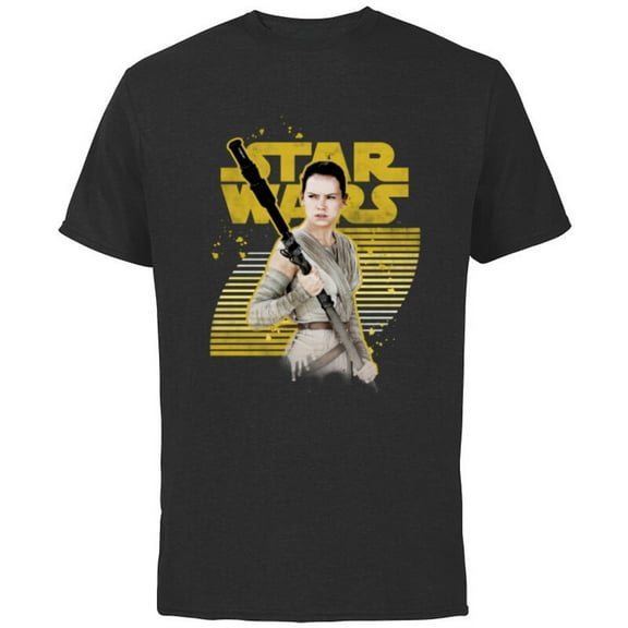 Star Wars The Force Awakens Rey Stands Strong - Short Sleeve Cotton T-Shirt for Adults - Customized-Black