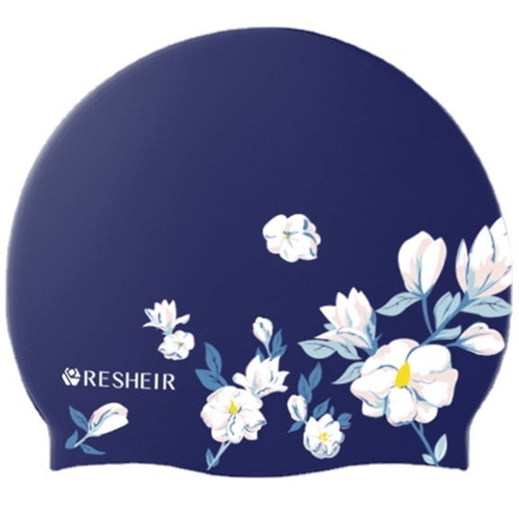 Hzzsbu Silicone Swim Cap for Women - Waterproof Elastic Comfortable Printed Swimming Hat for Long Hair