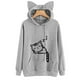 thumbnail image 1 of Sonducket Camisa con capucha de mujer con estampado de gato de dibujos animados de corte holgado Sudadera con capucha de manga larga con cuello de Prendas para la parte del cuerpo gris claro S Sonducket FS9881-16, 1 of 5