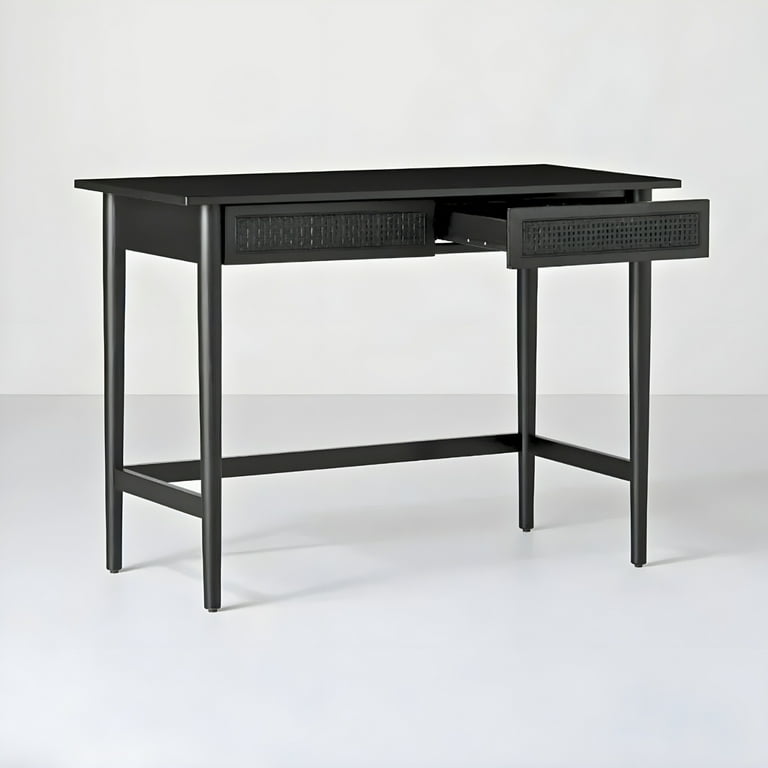 Wood Cane Writing Desk Black Hearth Hand with Magnolia