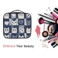 thumbnail image 6 of FORMRS Travel Makeup Bag Large Capacity Train Case Cosmetic Organizer with Adjustable Dividers, Blue Cats and Hearts, 6 of 8