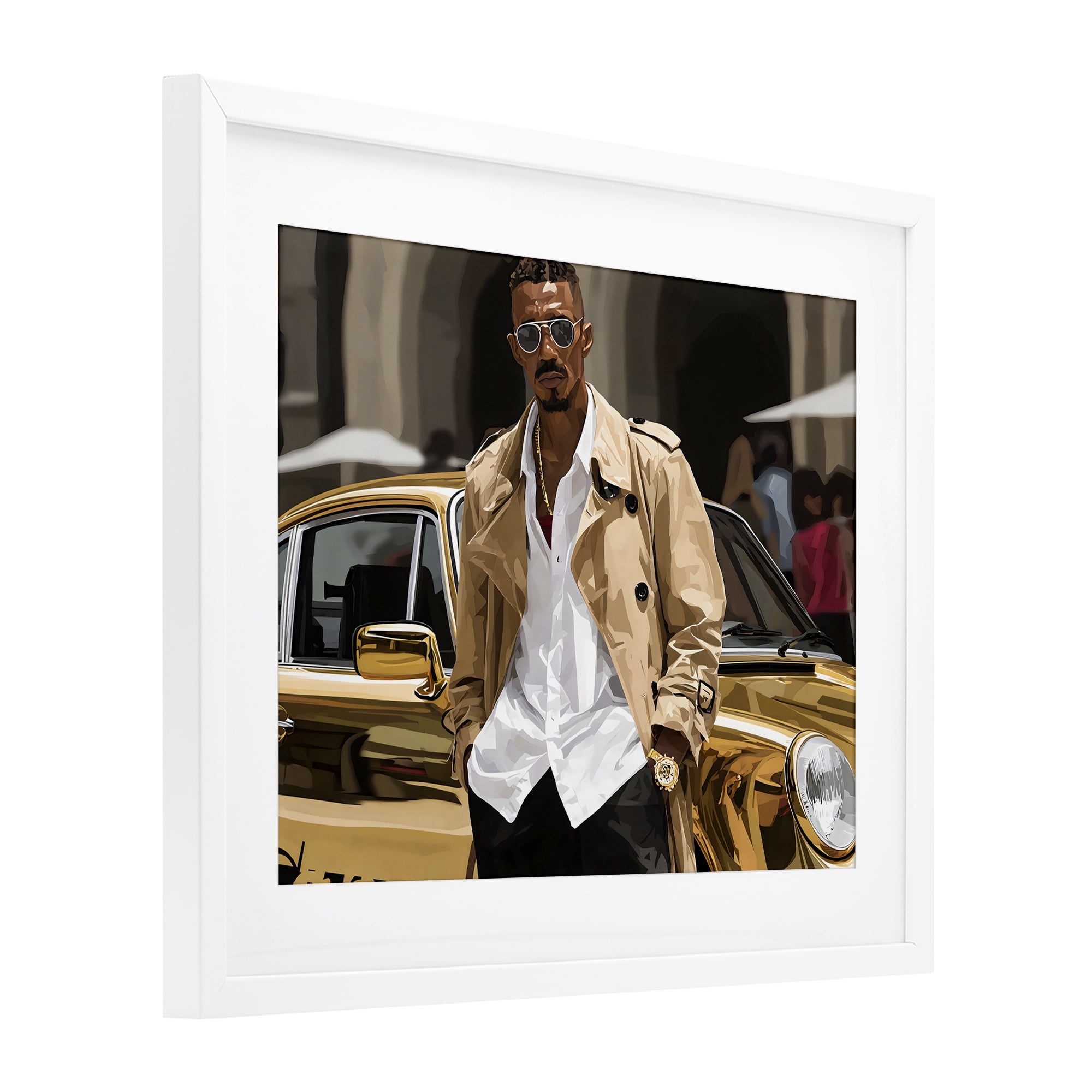 Stupell Industries Classy Gilded Sportscar & Driver White Framed Print Under Glass, design by Franklyn Gregory