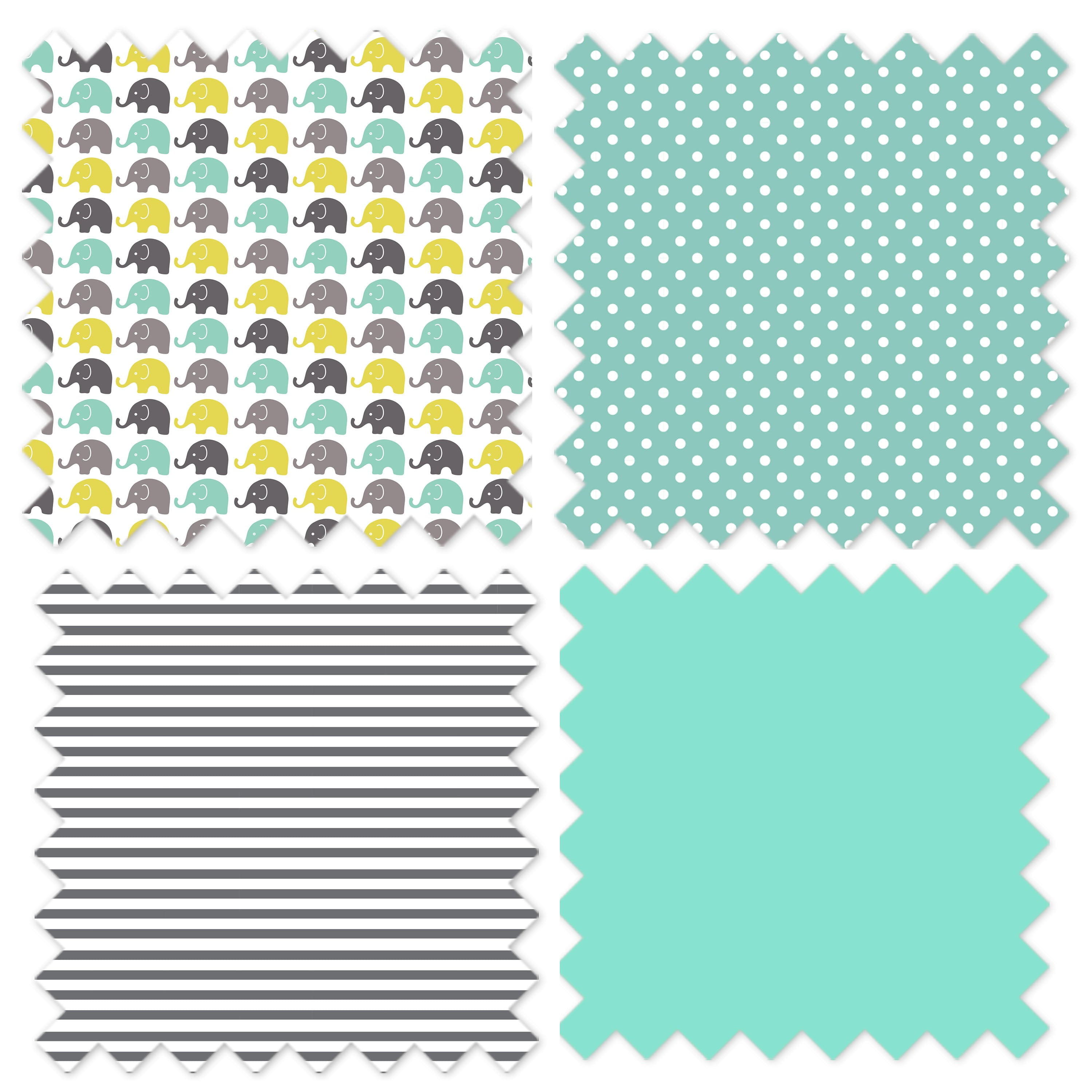 Bacati - Elephants Mint/Yellow/Grey Mini Crib Bedding Set