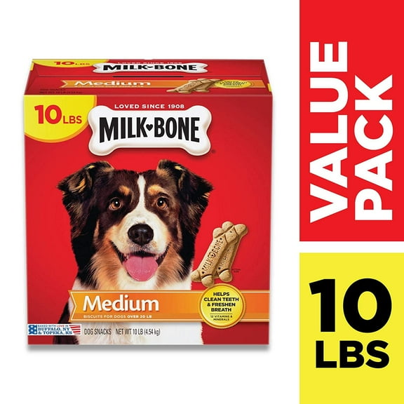 Milk-Bone Original Dog Treats, Cleans Teeth, Freshens Breath, 10 Lb. Box, Medium