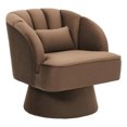 thumbnail image 2 of Danolapsi Modern Swivel Barrel Accent Chair, 360 Degree Velvet Upholstered Armchair with Striped Backrest & Plush Padding, Comfy Round Lounge Chair for Living Room, Bedroom, Reading Nook, 2 of 8