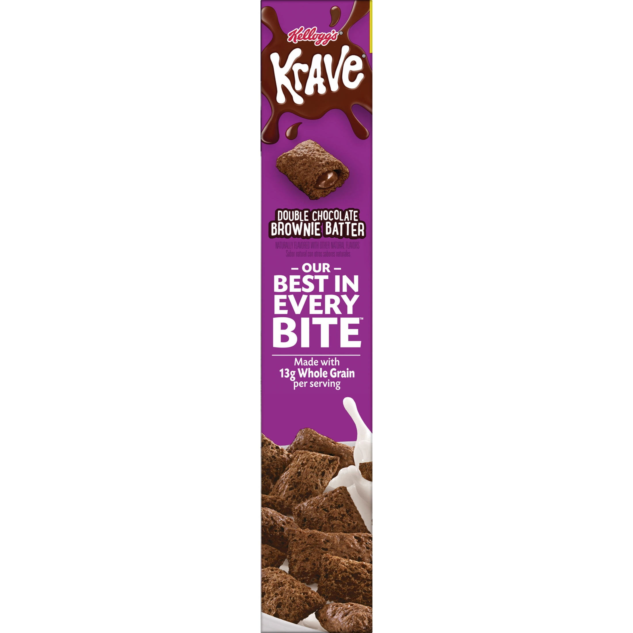 Kellogg's Krave Double Chocolate Brownie Batter Breakfast Cereal, 7 Vitamins and Minerals, Family Size, 16.2  oz