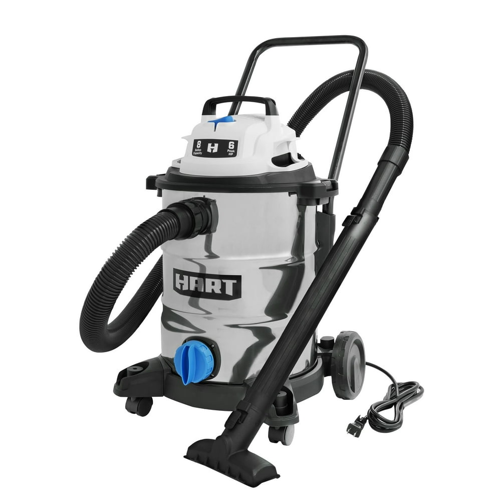 HART 8 Gallon 6.0 Peak HP Stainless Steel Wet/Dry Vacuum