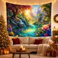 thumbnail image 3 of Floral Garden Fantastical with Magical Around Flowing River, Spooky Gothic for Gothic Decor Fans, Dark Art Decor, Halloween Gift, Tapestry Wall Hanging for Bedroom and Dorm, 3 of 7