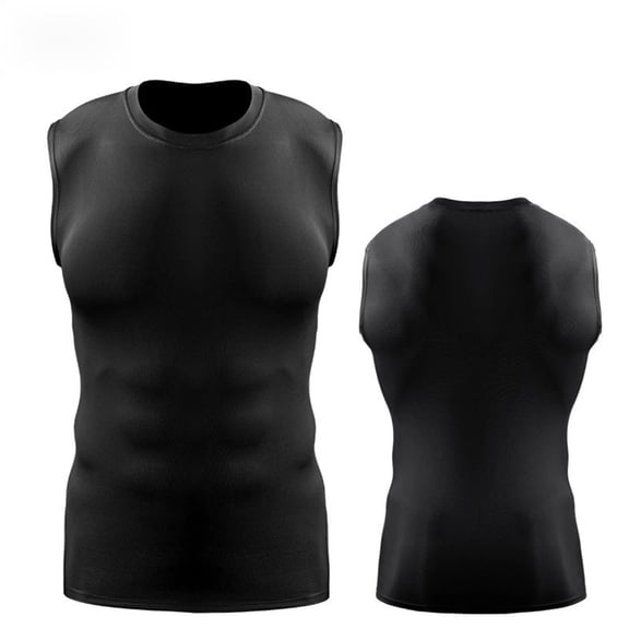 FRSASU Men's Athletic Compression Shirts Sleeveless Workout Tank Top Sports Base Layer Running Basketball Black