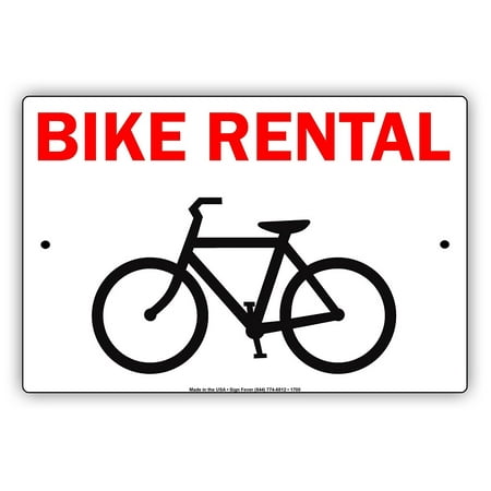 Bike Rental Bicycle Recreational Wheel Fun Enjoy Cycles Notice Memo Aluminum Metal Sign